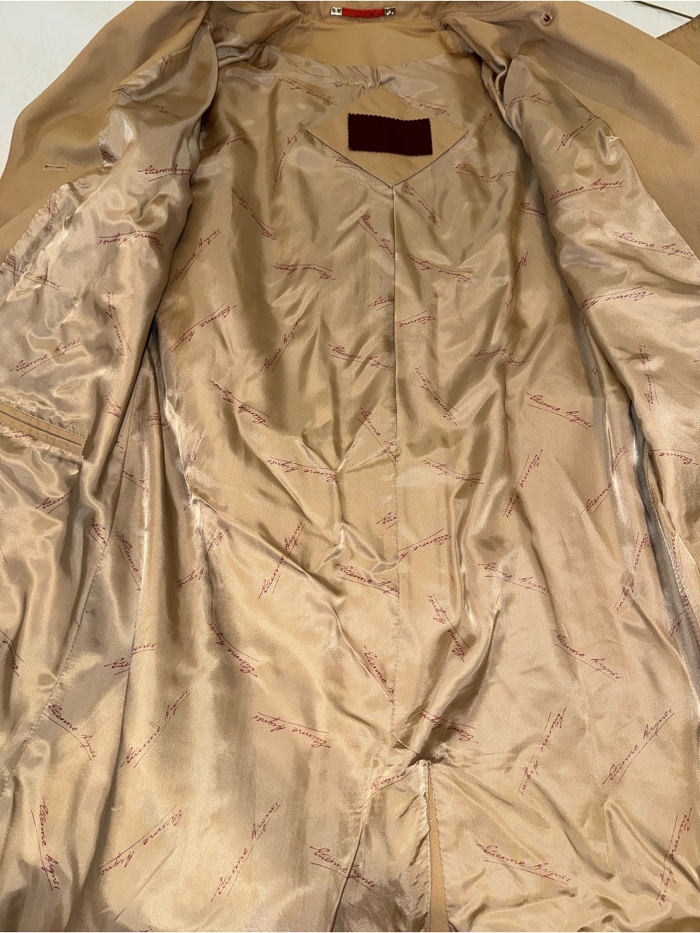 Vintage Etienne Aigner USA Tan Belted Trench Coat Leather Trim Medium - Picture 13 of 14